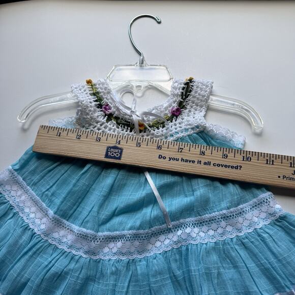 Toddler Baby Girl Mexican Dress Size 3-6M Handmade Crochet Tiered Peasant Lace - Picture 2 of 5